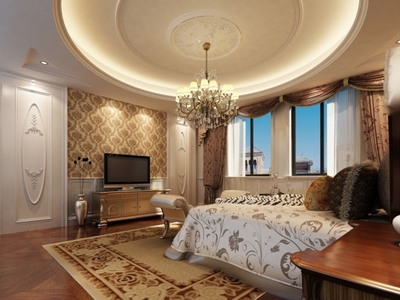 上海保利叶语别墅欧美风情五居室装修效果图 258平米68万设计案例